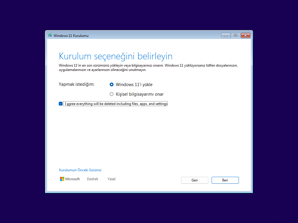 Windows 11 24H2 Temiz Kurulum