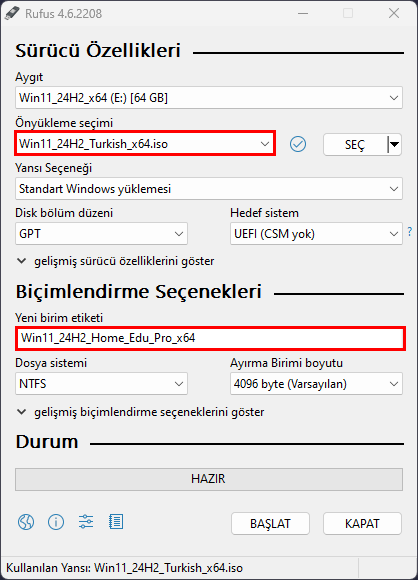 Windows 11 24H2 Temiz Kurulum