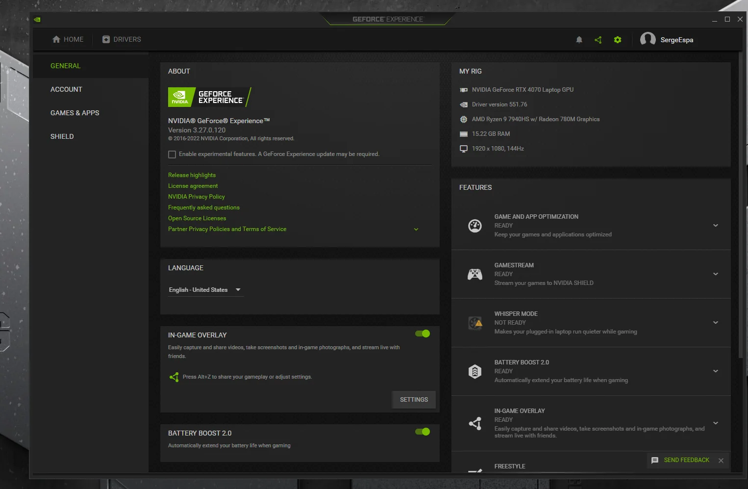 Nvidia GeForce Experience ayarlarını sıfırlama işlemini gösteren bir grafik.