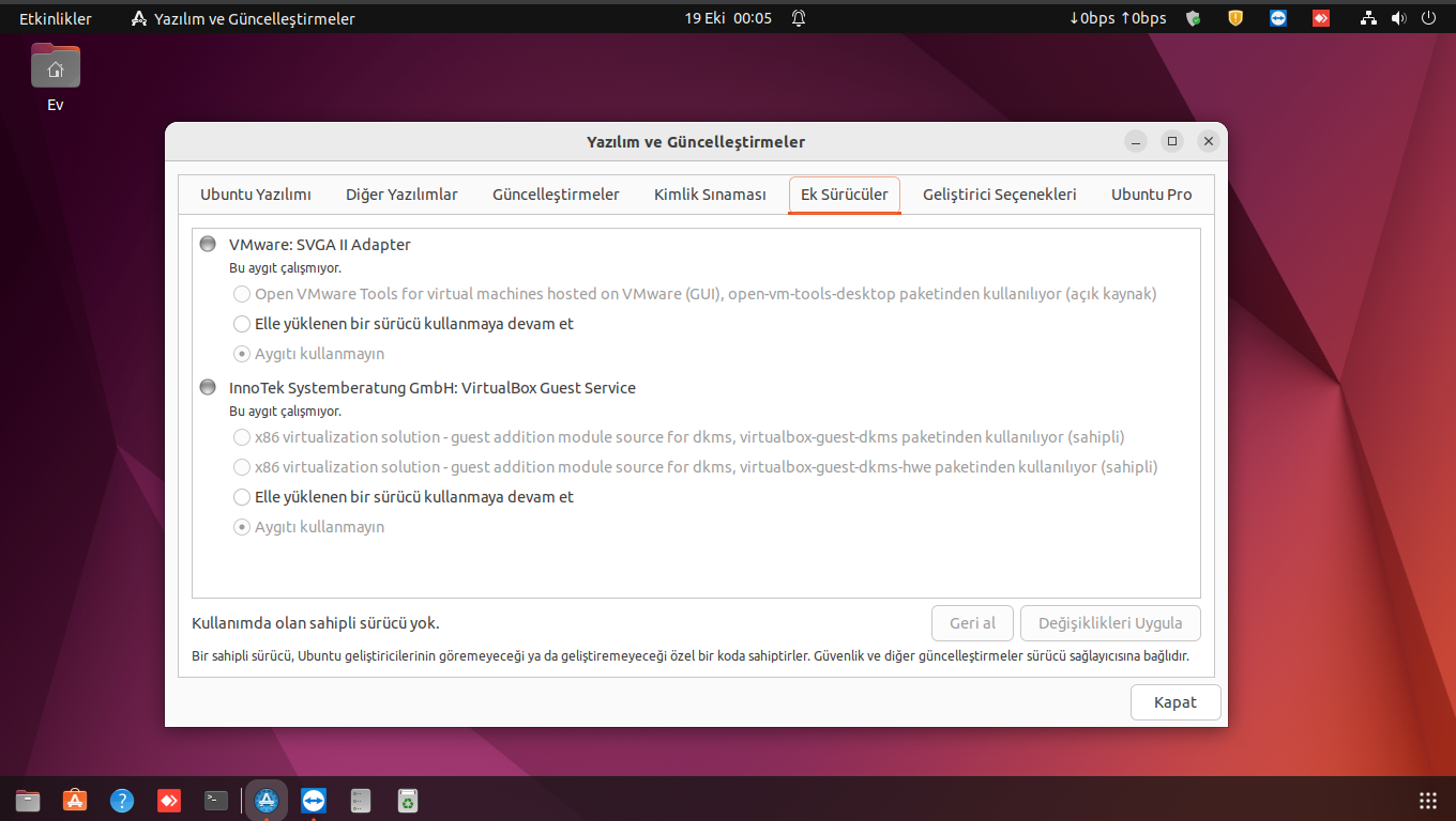 Ubuntu da Sürücülerin Kurulumu