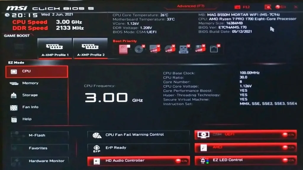 XMP RAM Frekans Sorunu XMP RAM frekans ayarlarını gösteren bir BIOS ekranı.