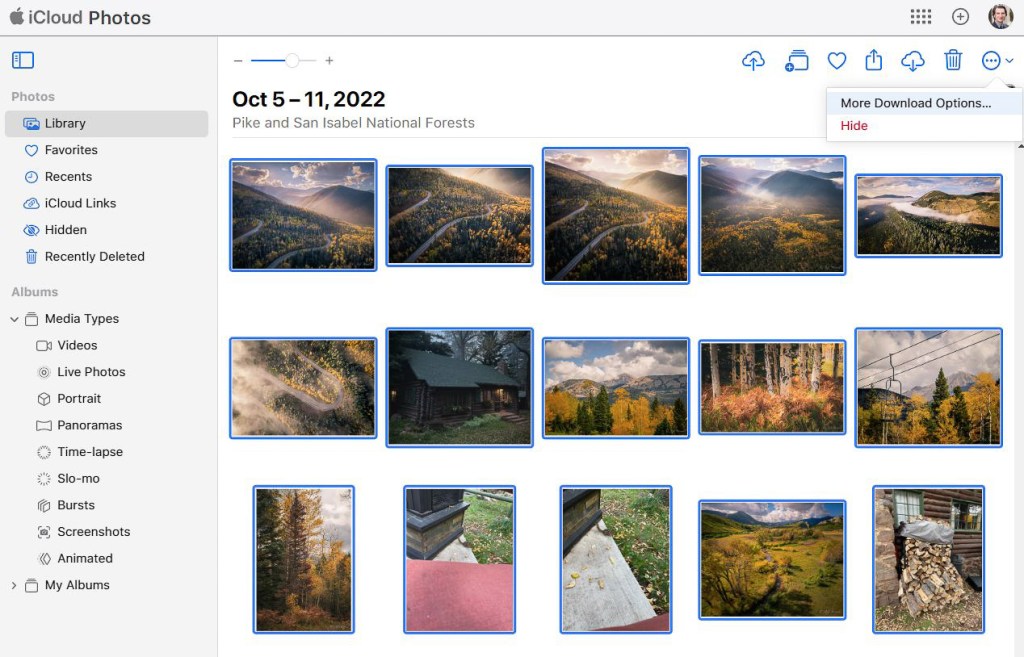 iCloud Fotoğrafları Galeriye Topluca İndirme iCloud Fotoğrafları uygulamasında topluca fotoğraf indirmenin adımlarını gösteren bir görsel.
