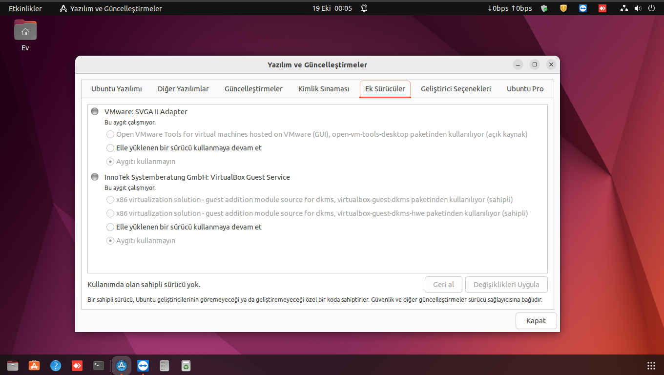Ubuntu da Sürücülerin Kurulumu Ubuntu da Sürücülerin Kurulumu