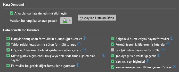 Excel Yeşil Üçgen Nasıl Kaldırılır