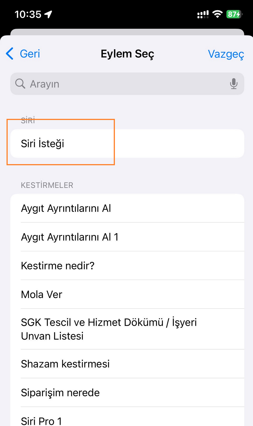 siri isim degiştirme