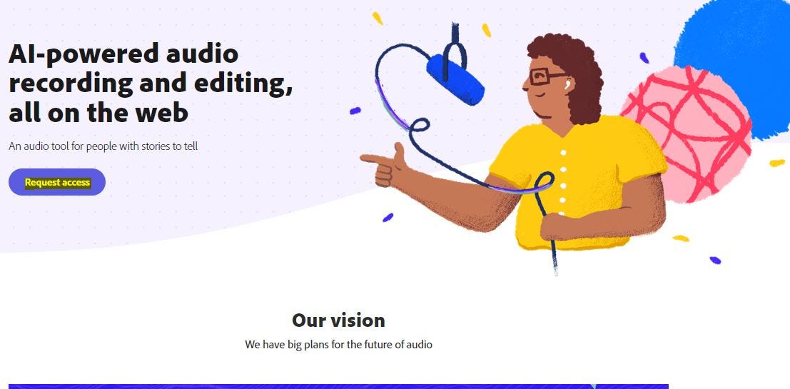 Adobe Podcast Sitesine Giriş Yapılmıyor Sorunu Adobe Podcast platformunun erişilebilirlik özelliklerini gösteren bir grafik.