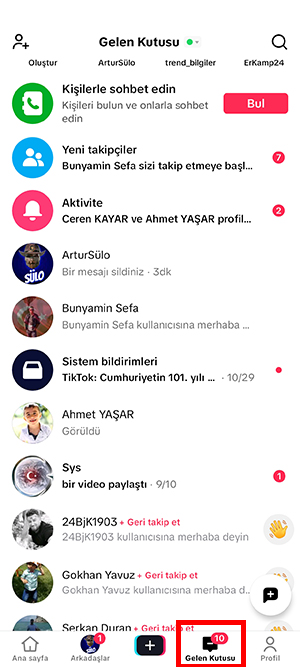 TikTok Gönderilen Mesajı Silme