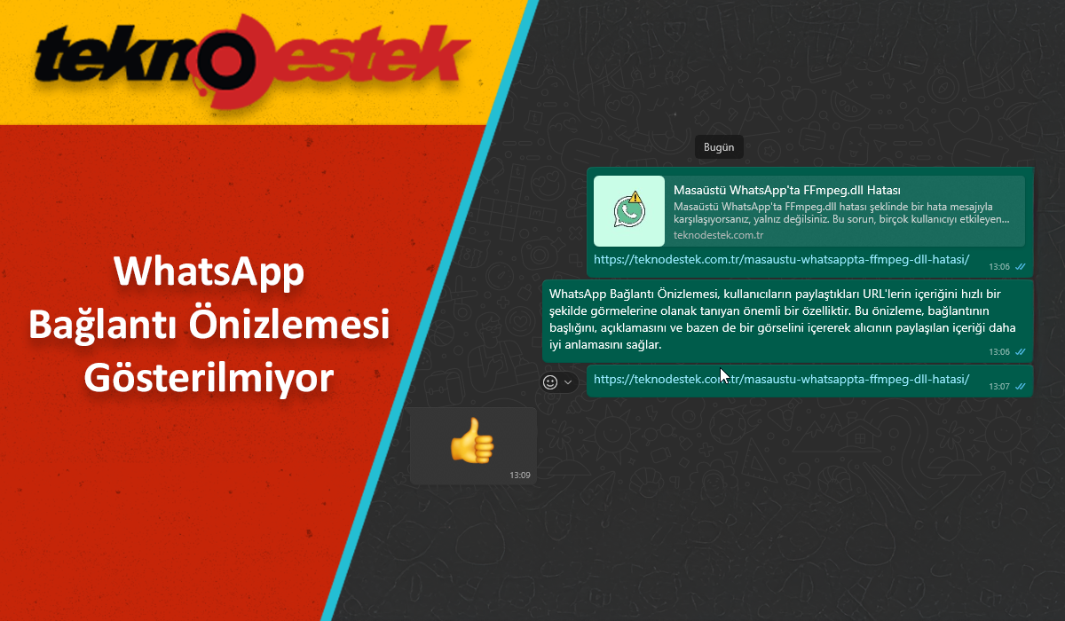 WhatsApp Bağlantı Önizlemesi Gösterilmiyor