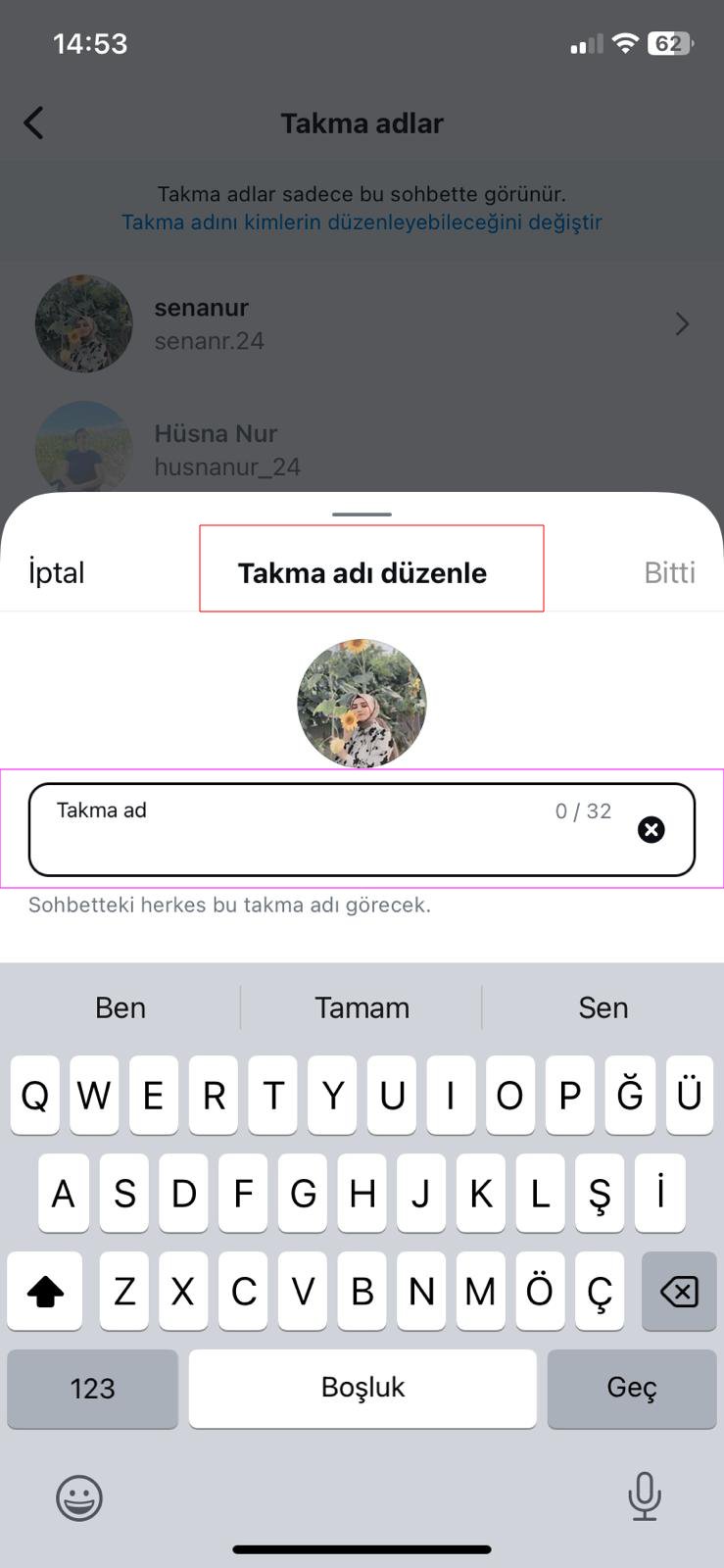 Instagram takma ad oluşturma