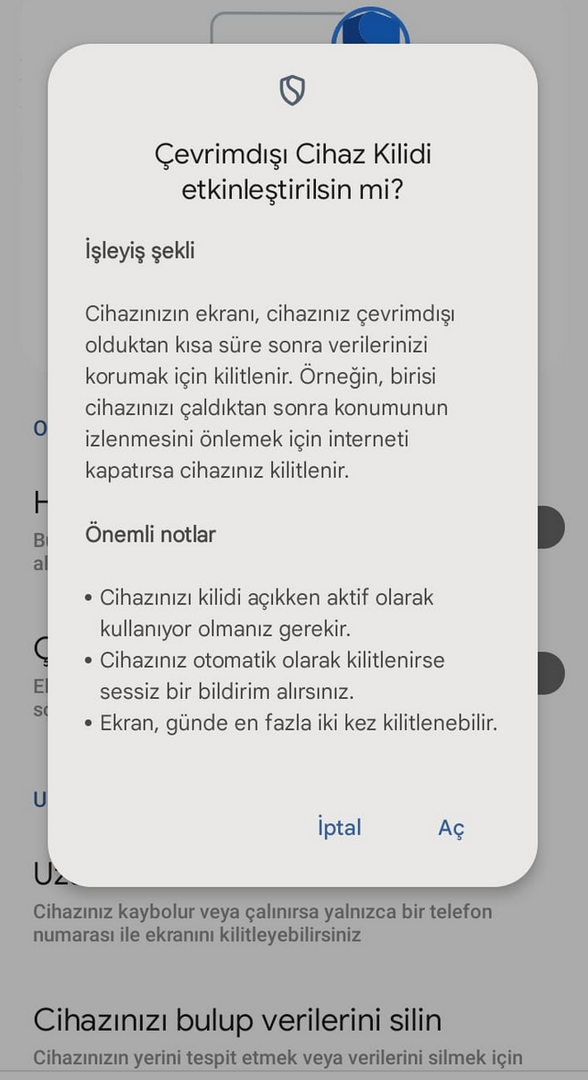 Çevrim Dışı Cihaz Kilidi