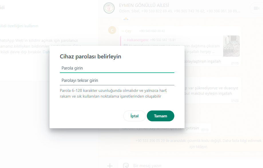 WhatsApp web kilidi