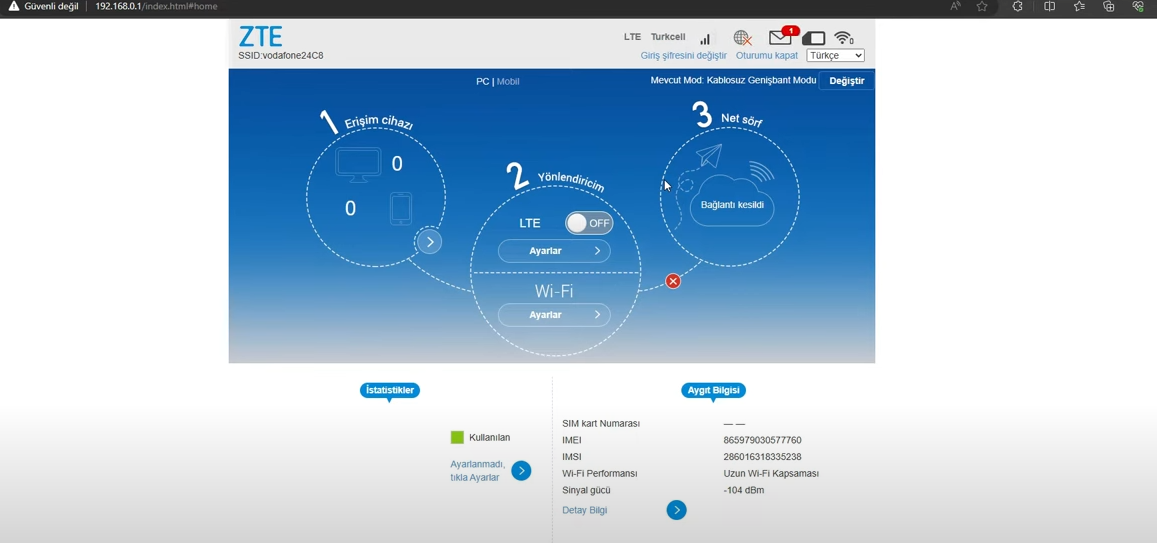 ZTE MF255V Mobil modem kurulumu