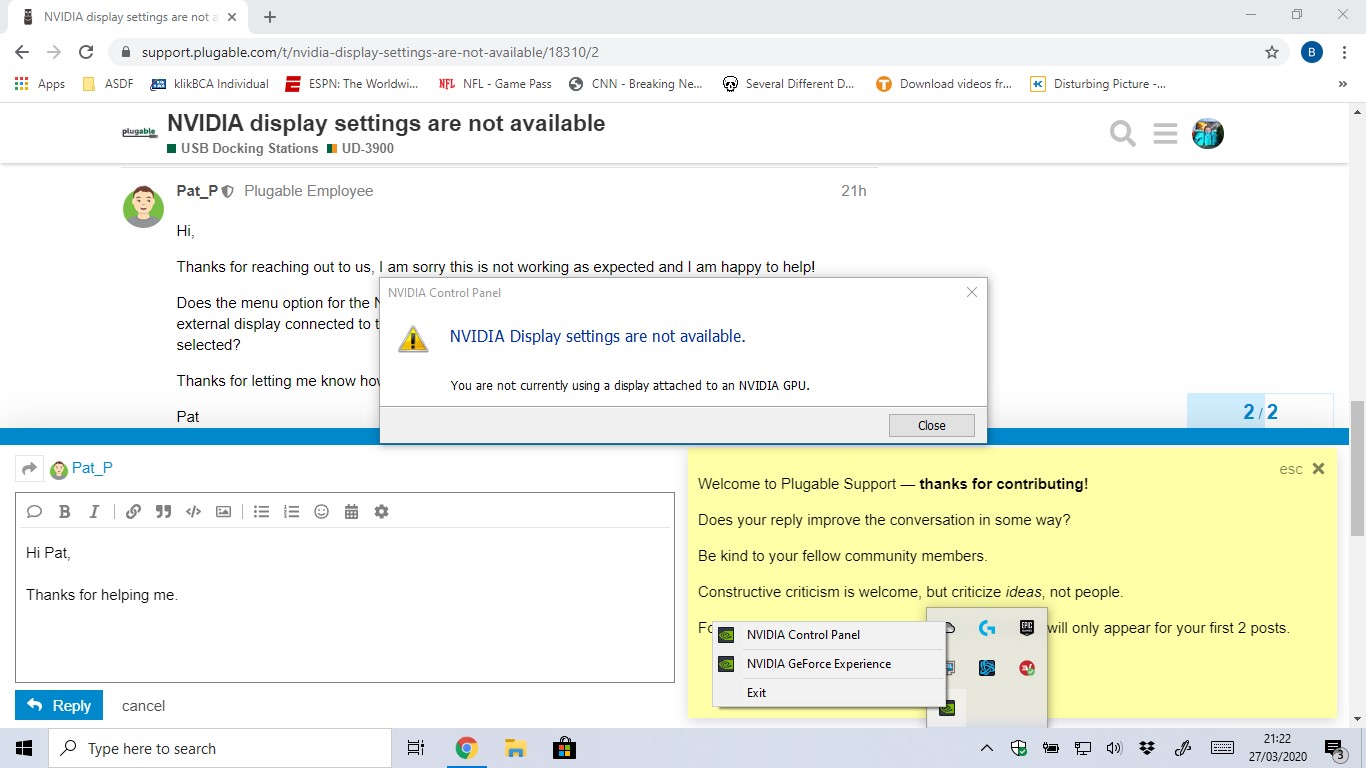 NVIDIA Ekran Ayarları Kullanılamaz Hatası NVIDIA ekran ayarları penceresinde "Kullanılamaz" hatasıyla karşılaşan bir bilgisayar ekranı.