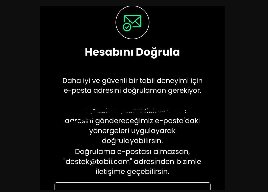 Tabii doğrulama e-posta hatası