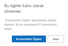 Outlook Silinen Bir Öğe veya Klasör Kurtarma