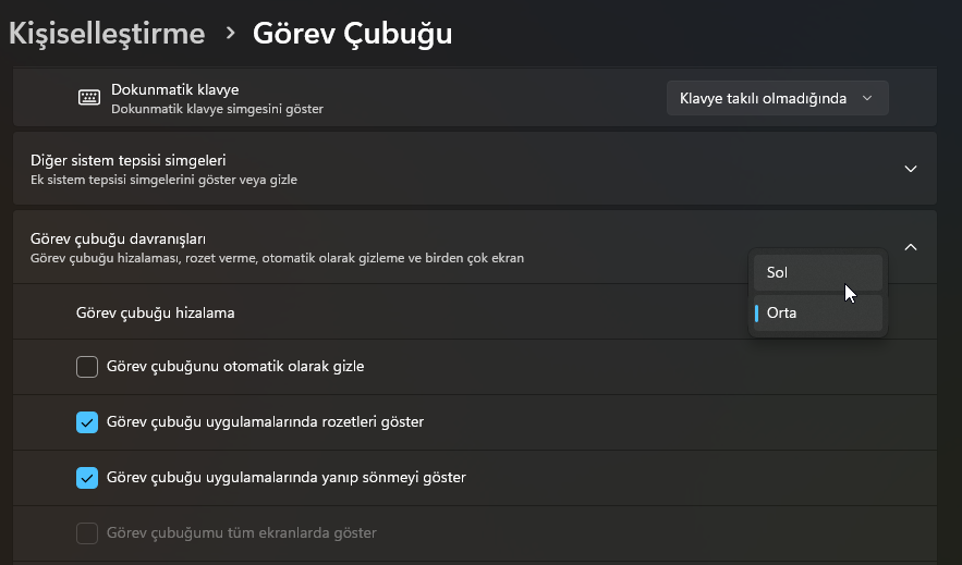 Windows 11 Başlat Menüsü Özelleştirme