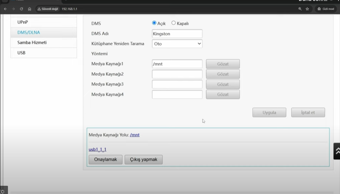 ZTE F6600 Modemde Dosya Paylaşımı ZTE F6600 Modemde Dosya Paylaşımı