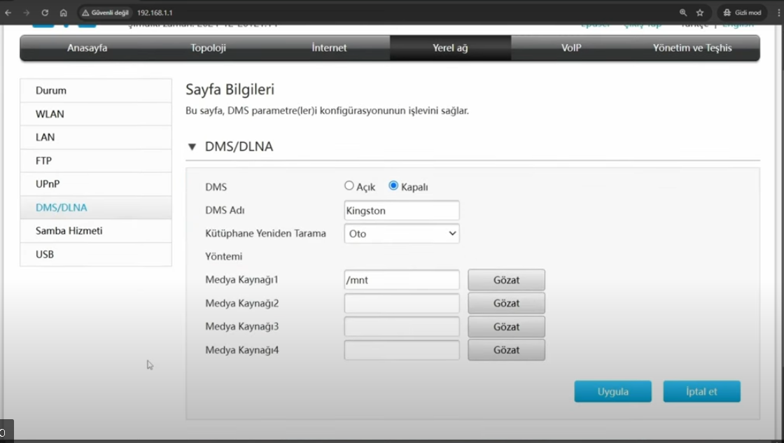 ZTE F6600 Modemde Dosya Paylaşımı f6600 modemde nasıl doya paylaşımı yapılır.
