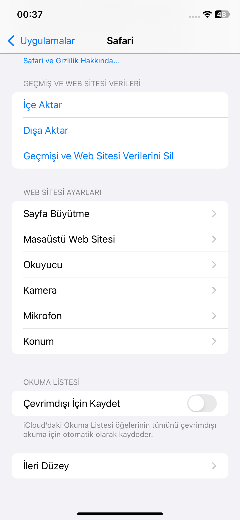 iPhone yavaşladığında yapılması gereken safari ayarı
