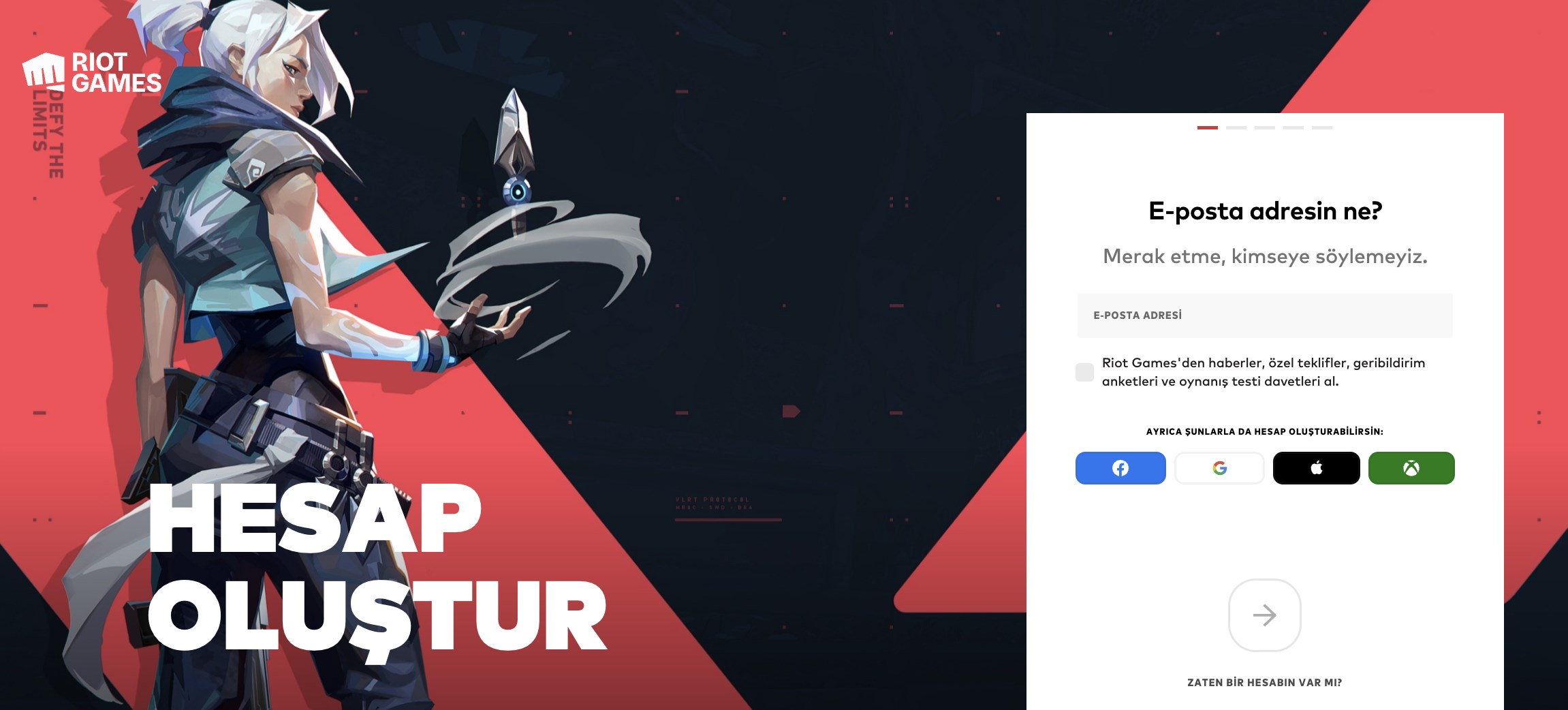 riot hesabı oluşturamıyorum