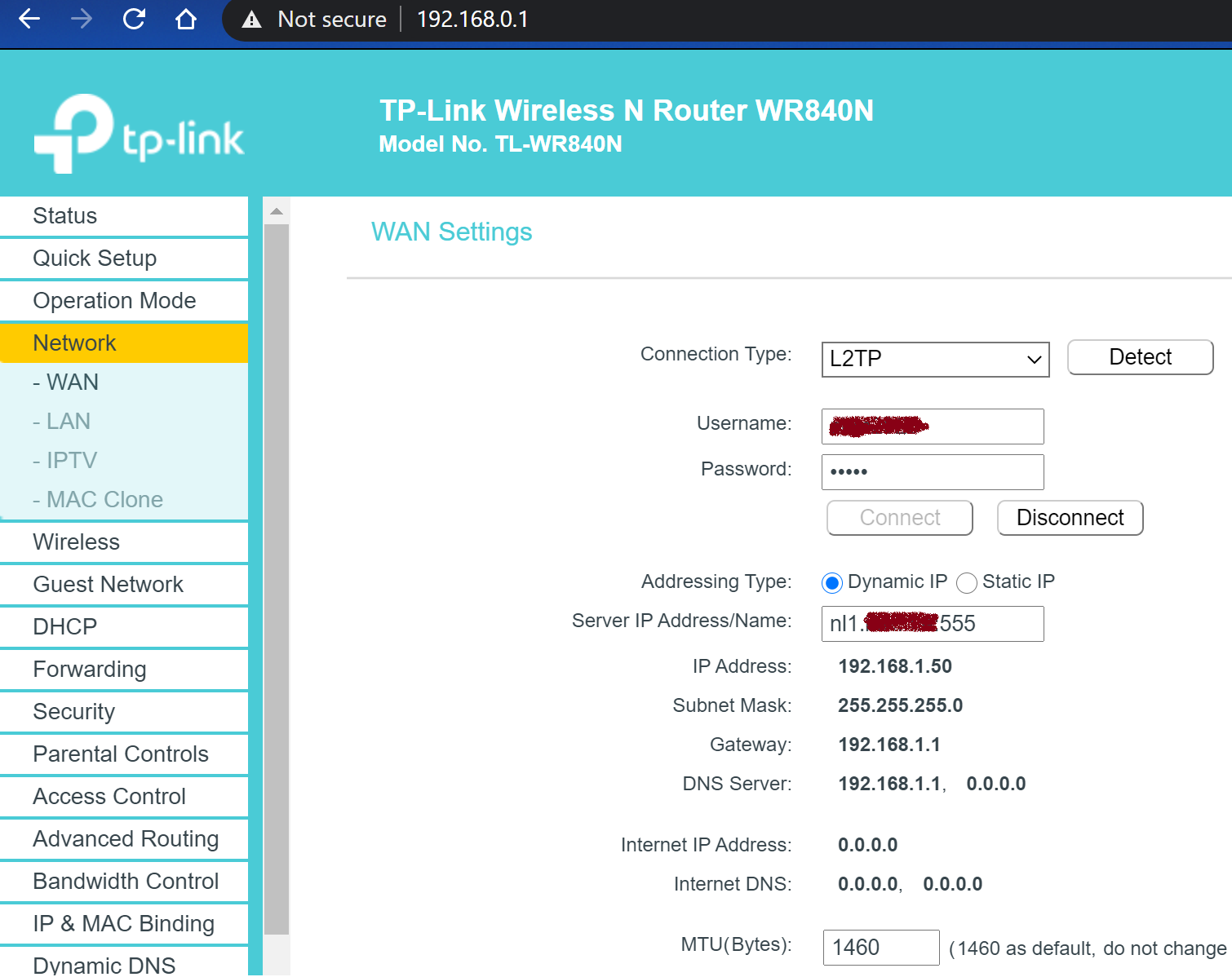 TP-Link router bağlantı kopma sorunu yaşayan bir kullanıcının yönlendirici ayarlarını kontrol ettiği ekran görüntüsü.
