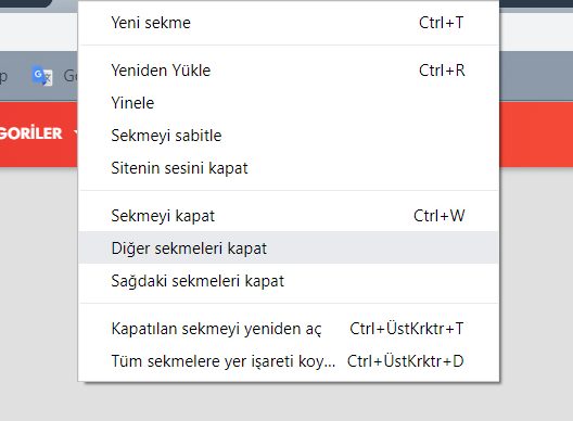 Google Chrome Aynı Web Sitesinin Sekmelerini Kapatma Google Chrome Aynı Web Sitesinin Sekmelerini Kapatma