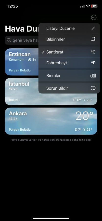 Iphone hava durumu