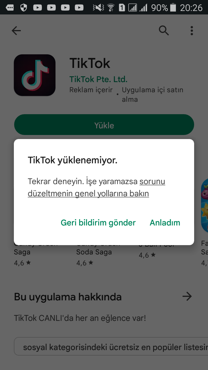 TikTok Bir Şeyler Yanlış Gitti Hatası
