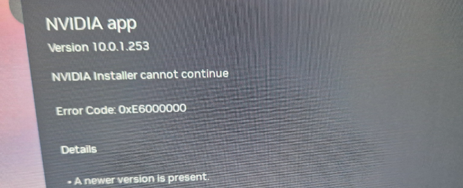 "NVIDIA App 0xE6000000 hatası" başlıklı yazının görseli.