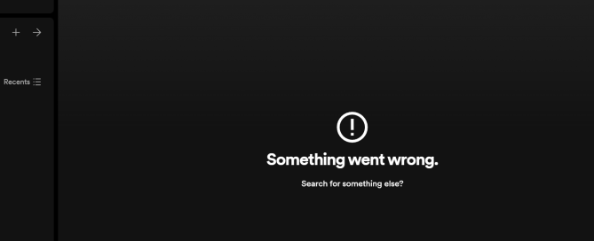Spotify uygulamasında 'Bir Şeyler Ters Gitti' hatası mesajı.