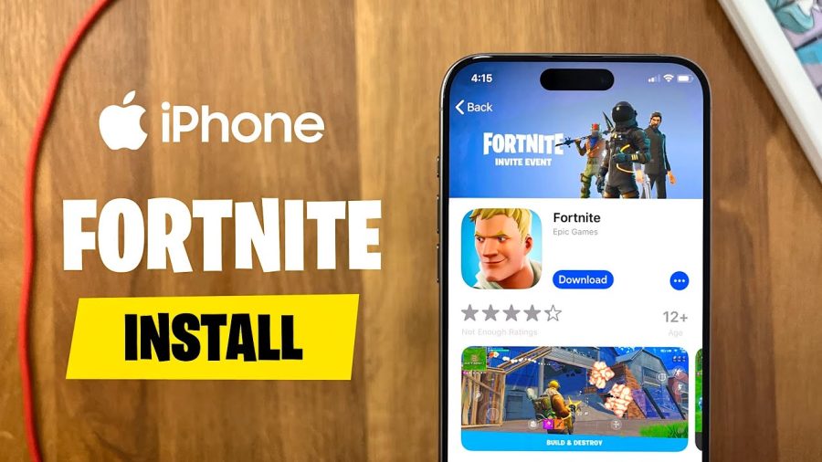 Fortnite'ın iOS cihazlarda nasıl indirileceğini adım adım gösteren bir infografik.