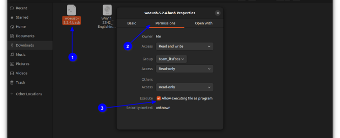 WoeUSB aracı ile Linux üzerinde Windows USB yükleme diski oluşturma işlemi.