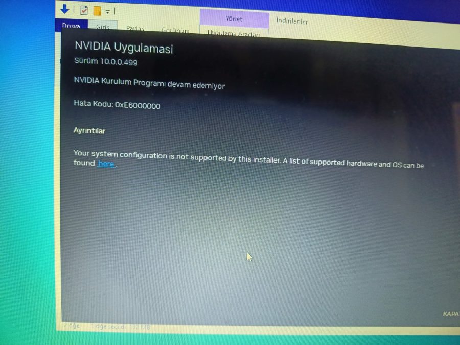 NVIDIA App 0xE6000000 Hatası