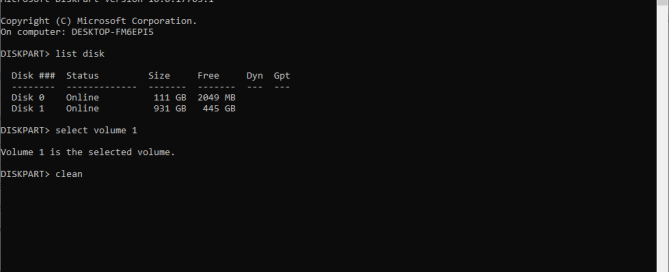 Format sonrası Diskpart kısmı silinmiyor sorunu