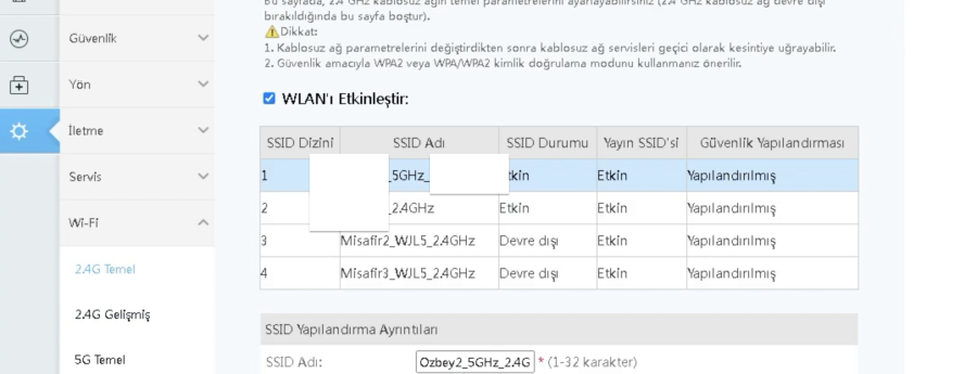 Ekran Resmi 2025 04 20 23.08.30 scaled - Huawei LG8245 Modemde 2.4GHz ve 5GHz Wi-Fi Ayırma