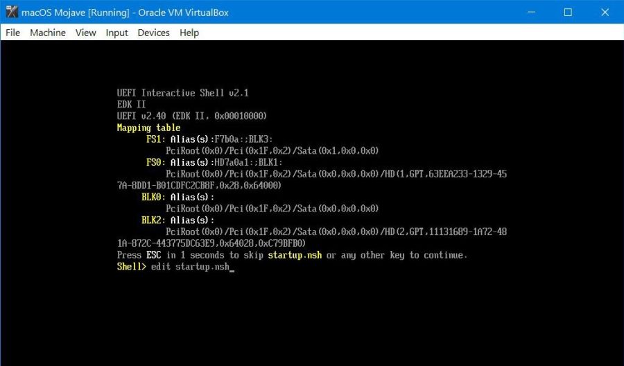 Kurulumda EFI Shell Hatası Kurulumda EFI Shell Hatası