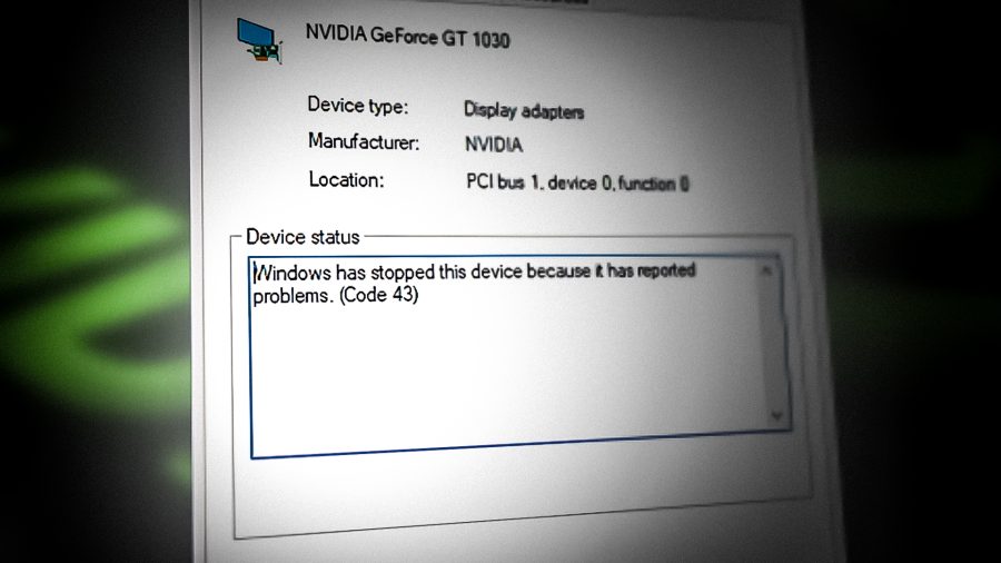 NVIDIA ekran kartı sürücü hatası ekran görüntüsü - Sistem, grafik sürücüsünü devre dışı bıraktı
