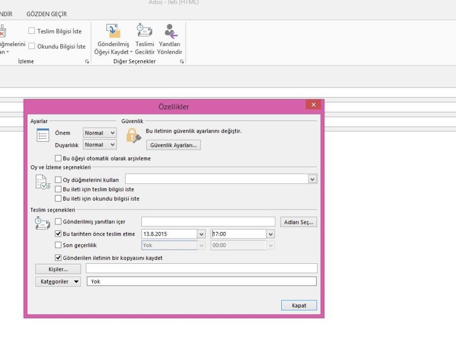 Outlook Ofis Dışında Mesaj Ayarlama