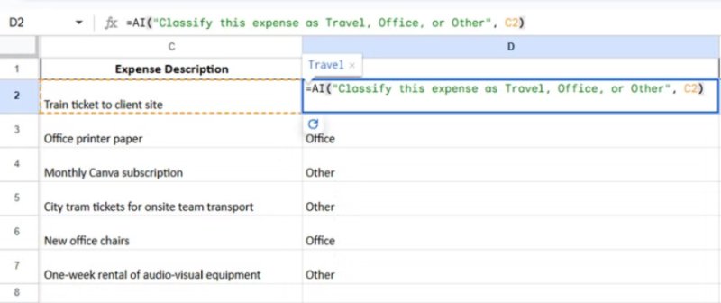 Google E-Tablolar'da AI İşlevi Nasıl Kullanılır Adımlar