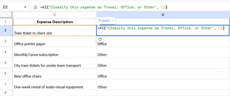 Google E-Tablolar'da AI İşlevi Nasıl Kullanılır Adımlar