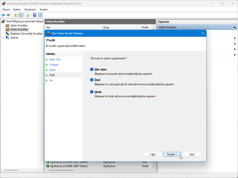 Bir Programın İnternet Bağlantısını Engelleme