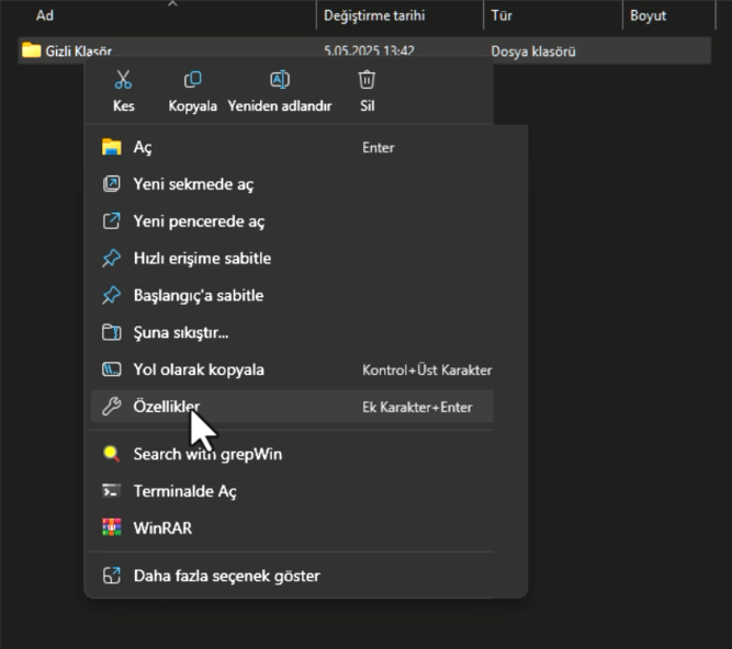 Windows 11 Klasör Gizleme ve Gösterme Windows 11 Klasör Gizleme