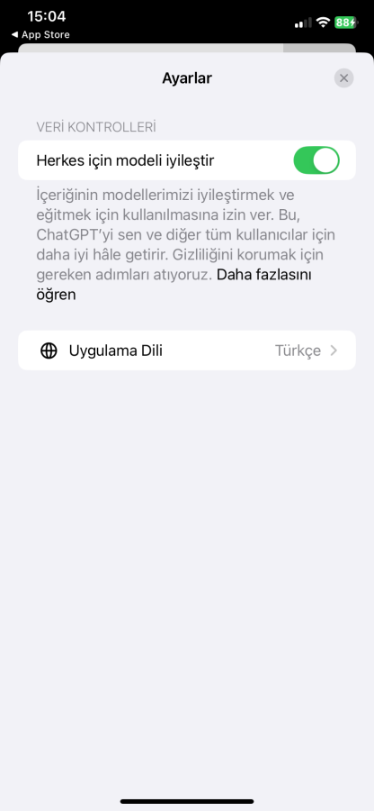 ChatGPT kapatılması gereken iki ayar