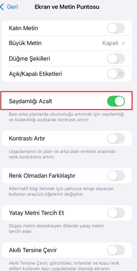 İOS Denetim Merkezi Saydamlık İOS Denetim Merkezi Saydamlık