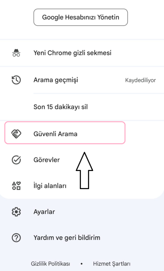 Android'de güvenli arama