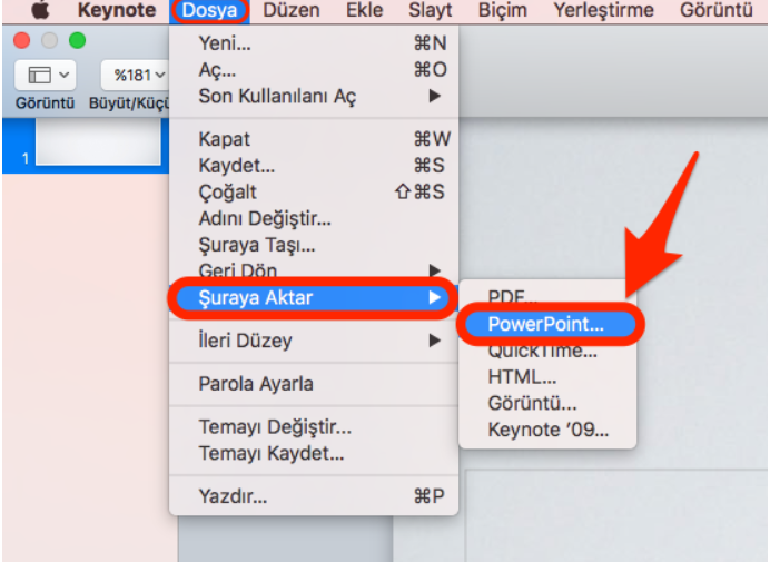Apple Keynote Dosyasını PowerPoint'e Dönüştürme