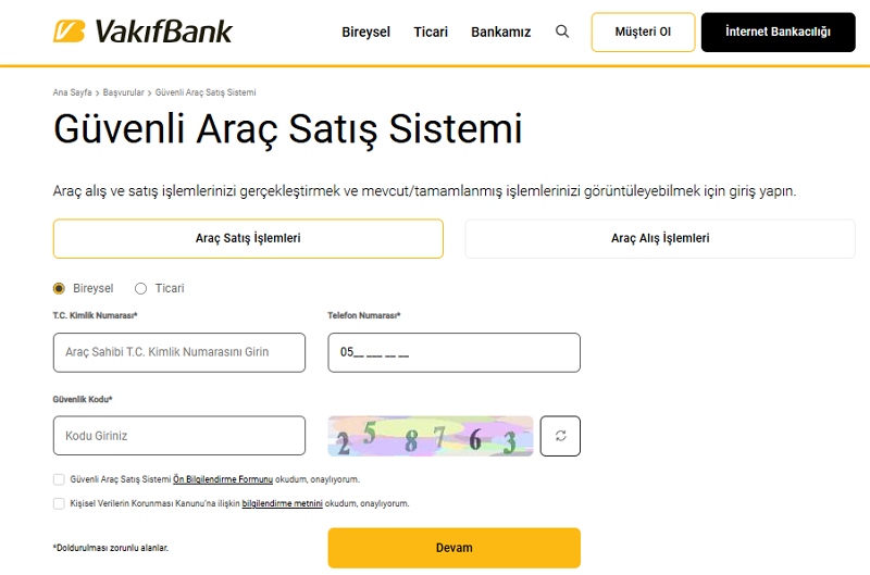 VakıfBank Güvenli Araç Satış Sistemi Nasıl Kullanılır