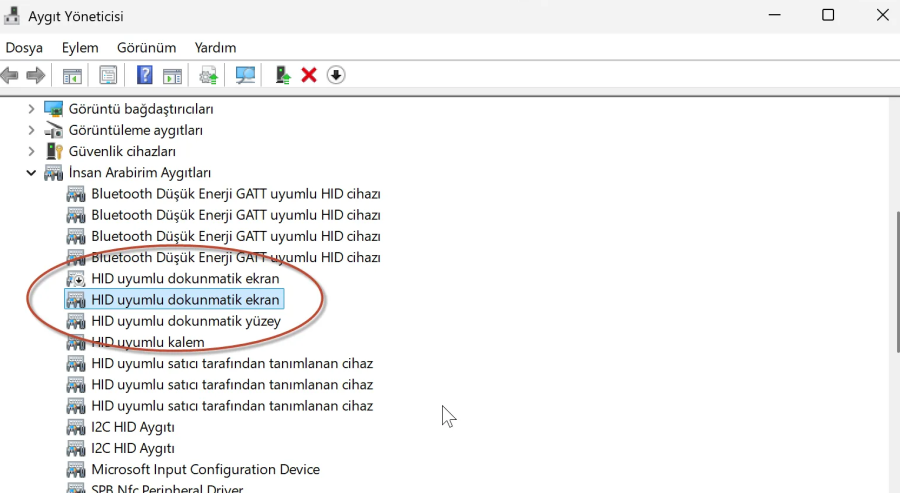 Bilgisayarda dokunmatik ekran