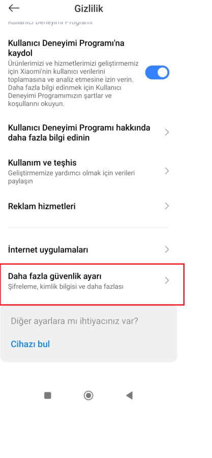 Android'de güvenli klasör oluşturma