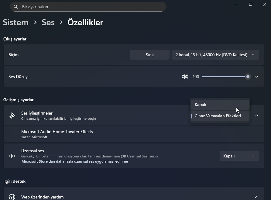 Windows 11 Ses Arttırma ve Ses Kalitesini Yükseltme